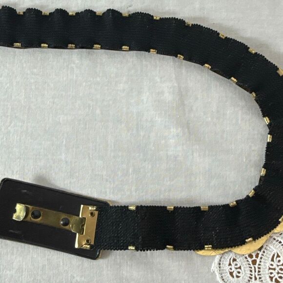 Vintage Embossed Brass Coin Belt – Floral Etched Metal with Elastic Back - Picture 10 of 16